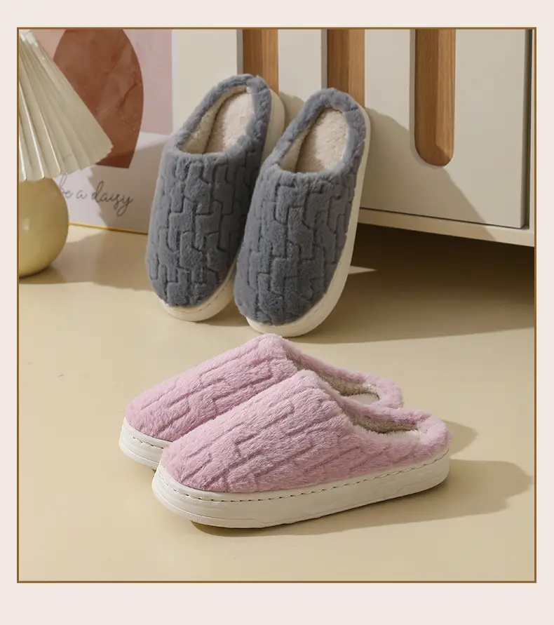 Cotton Slippers Women's Autumn and Winter Couple's Thick-soled Warm Moon Non-slip Slippers Men's Indoor Household Home fleece-lined Winter Slippers — feature 14