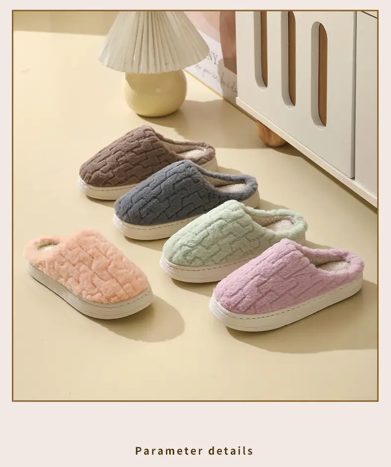 Cotton Slippers Women's Autumn and Winter Couple's Thick-soled Warm Moon Non-slip Slippers Men's Indoor Household Home fleece-lined Winter Slippers — feature 15
