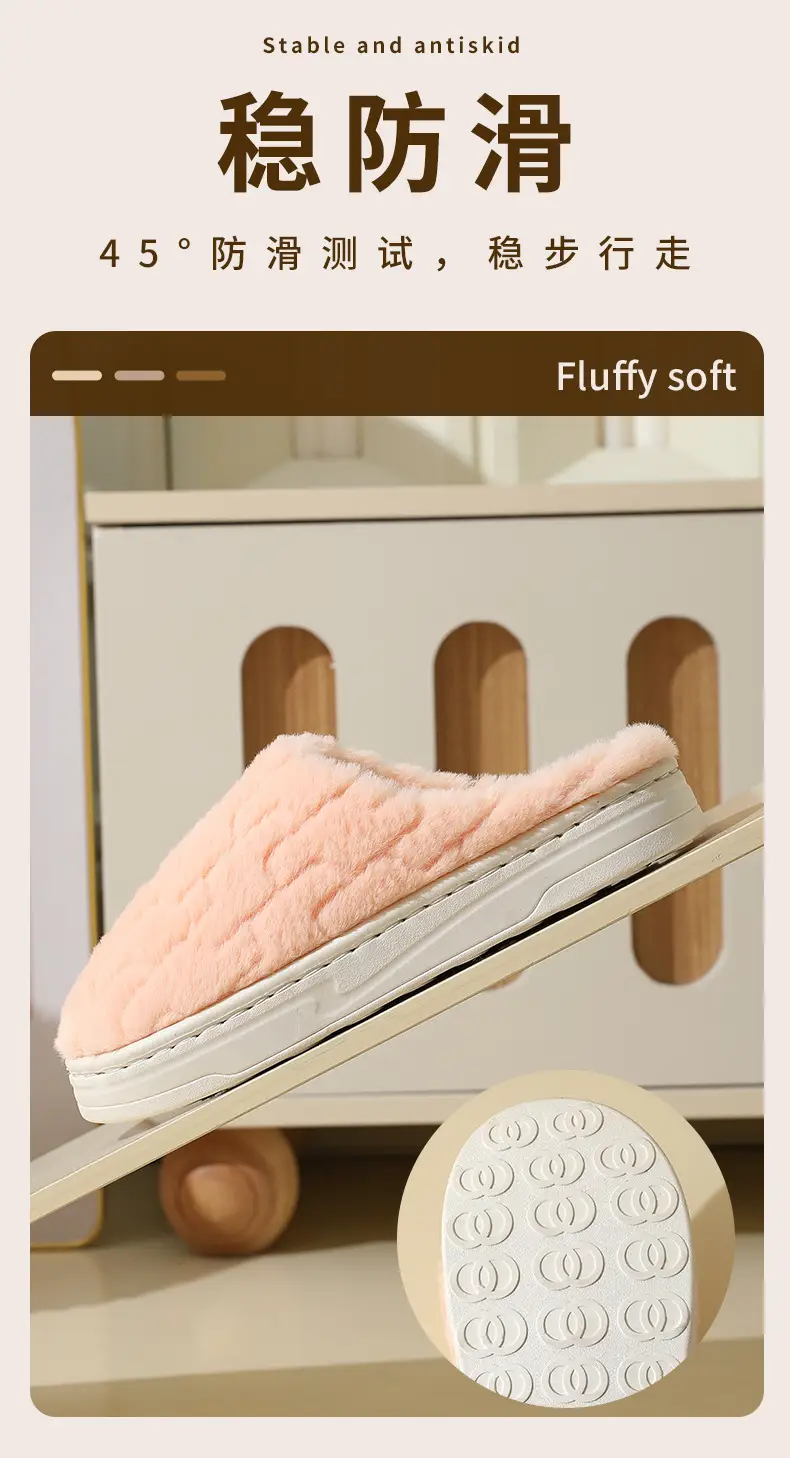 Cotton Slippers Women's Autumn and Winter Couple's Thick-soled Warm Moon Non-slip Slippers Men's Indoor Household Home fleece-lined Winter Slippers — feature 5