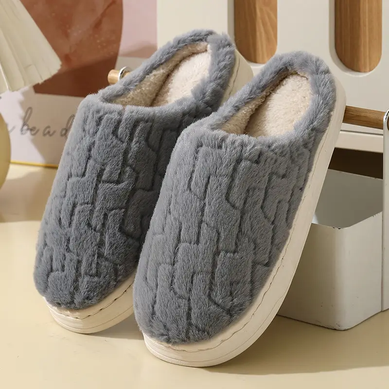 Cotton Slippers Women's Autumn and Winter Couple's Thick-soled Warm Moon Non-slip Slippers Men's Indoor Household Home fleece-lined Winter Slippers