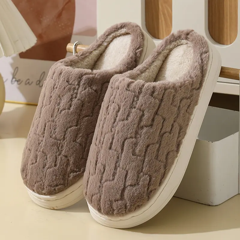 Cotton Slippers Women's Autumn and Winter Couple's Thick-soled Warm Moon Non-slip Slippers Men's Indoor Household Home fleece-lined Winter Slippers