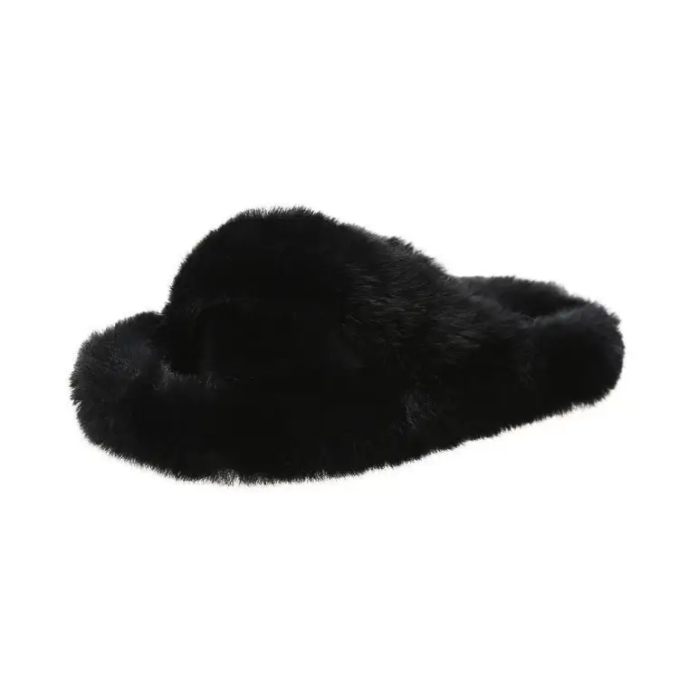 2024 New Style Fleece Lined Mao Slippers Black - Image 11