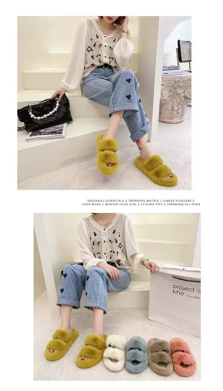 2024 New Style Fleece Lined Mao Slippers Black — feature 21