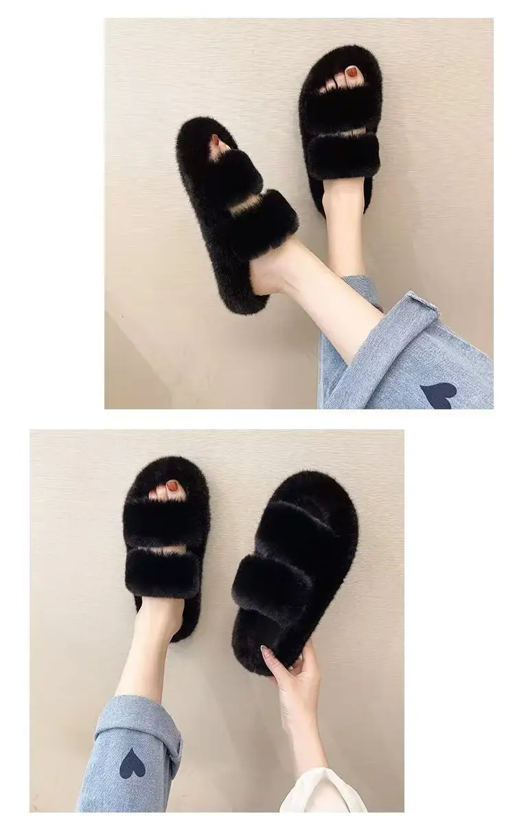 2024 New Style Fleece Lined Mao Slippers Black — feature 24