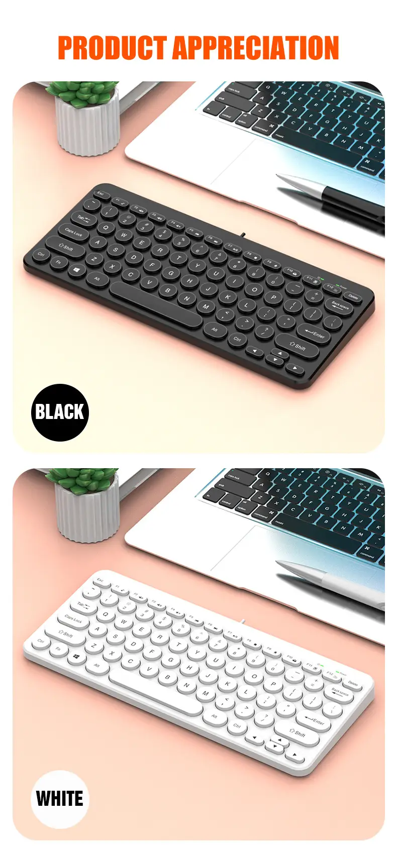 Notebook External K380 Keyboard Retro Round Keycap Mute Button Notebook Desktop Universal Neutral Keyboard — feature 25