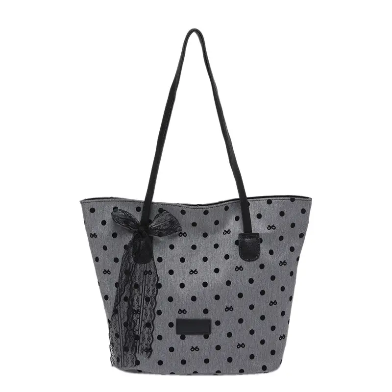 Women's Bow Shoulder Bag with Polka Dot Design - Image 9