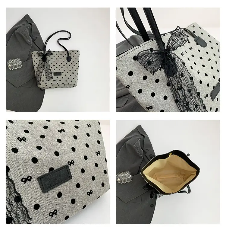 Women's Bow Shoulder Bag with Polka Dot Design — feature 10