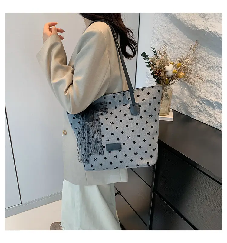 Women's Bow Shoulder Bag with Polka Dot Design — feature 12