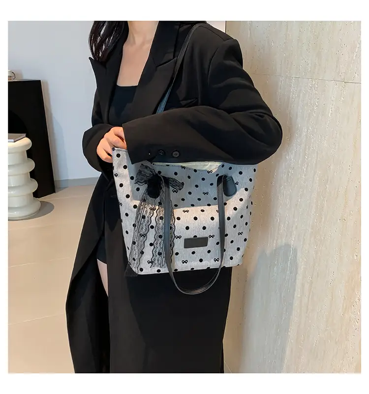 Women's Bow Shoulder Bag with Polka Dot Design — feature 18