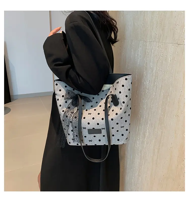 Women's Bow Shoulder Bag with Polka Dot Design — feature 19
