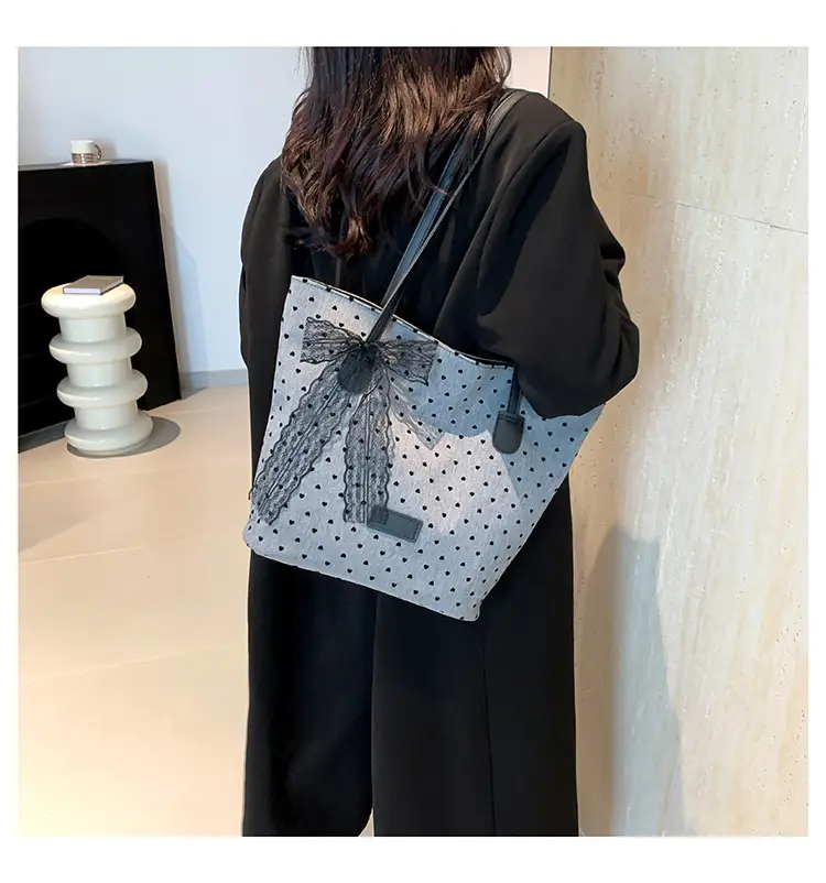 Women's Bow Shoulder Bag with Polka Dot Design — feature 20