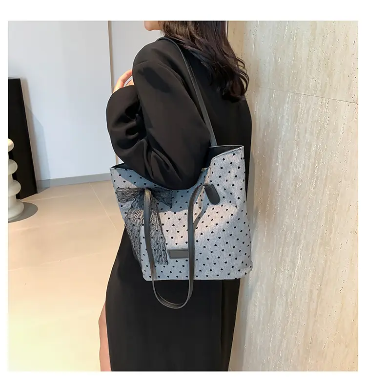 Women's Bow Shoulder Bag with Polka Dot Design — feature 22