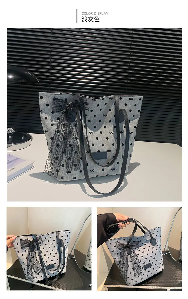 Women's Bow Shoulder Bag with Polka Dot Design — feature 24