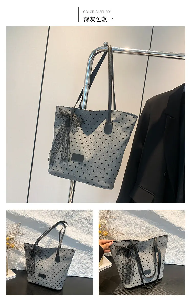 Women's Bow Shoulder Bag with Polka Dot Design — feature 25