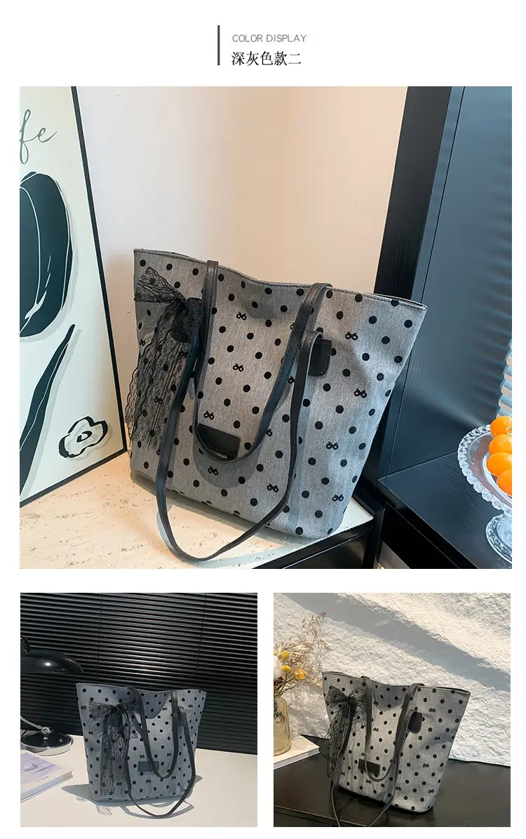 Women's Bow Shoulder Bag with Polka Dot Design — feature 26