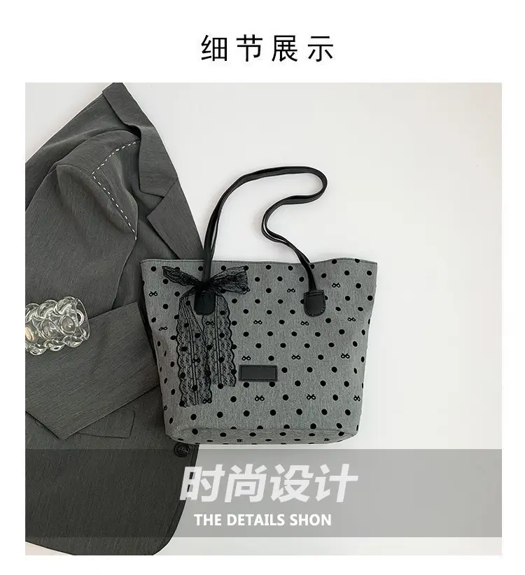 Women's Bow Shoulder Bag with Polka Dot Design — feature 4