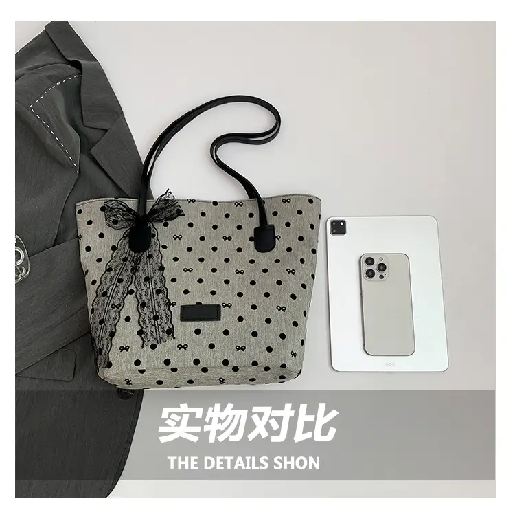 Women's Bow Shoulder Bag with Polka Dot Design — feature 7