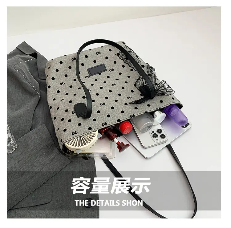 Women's Bow Shoulder Bag with Polka Dot Design — feature 8