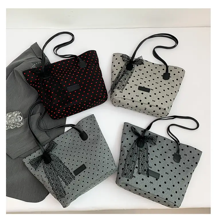 Women's Bow Shoulder Bag with Polka Dot Design — feature 9