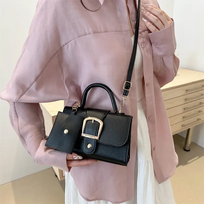 Black Small Square Handbag for Women - Image 10