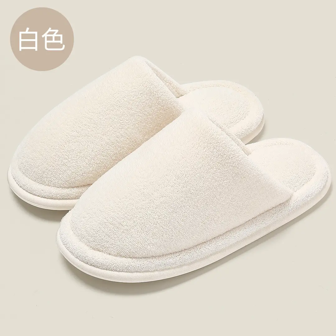 Soft winter fluffy slippers ladies warm plush simple home indoor non-slip autumn cotton slippers men wholesale