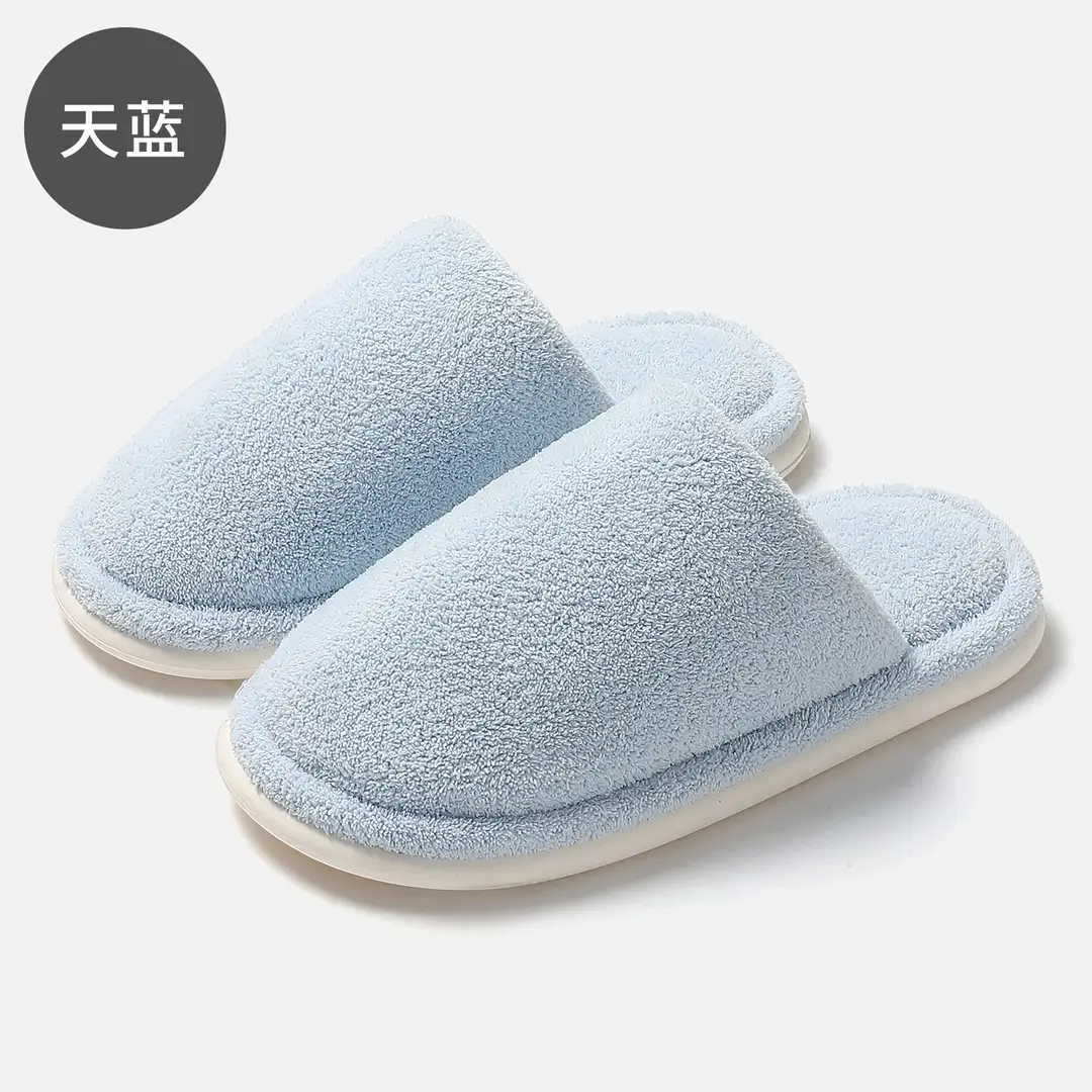 Soft winter fluffy slippers ladies warm plush simple home indoor non-slip autumn cotton slippers men wholesale