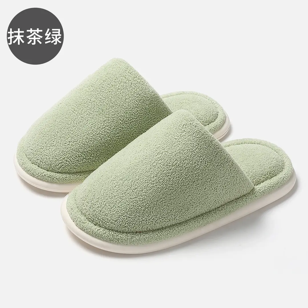 Soft winter fluffy slippers ladies warm plush simple home indoor non-slip autumn cotton slippers men wholesale
