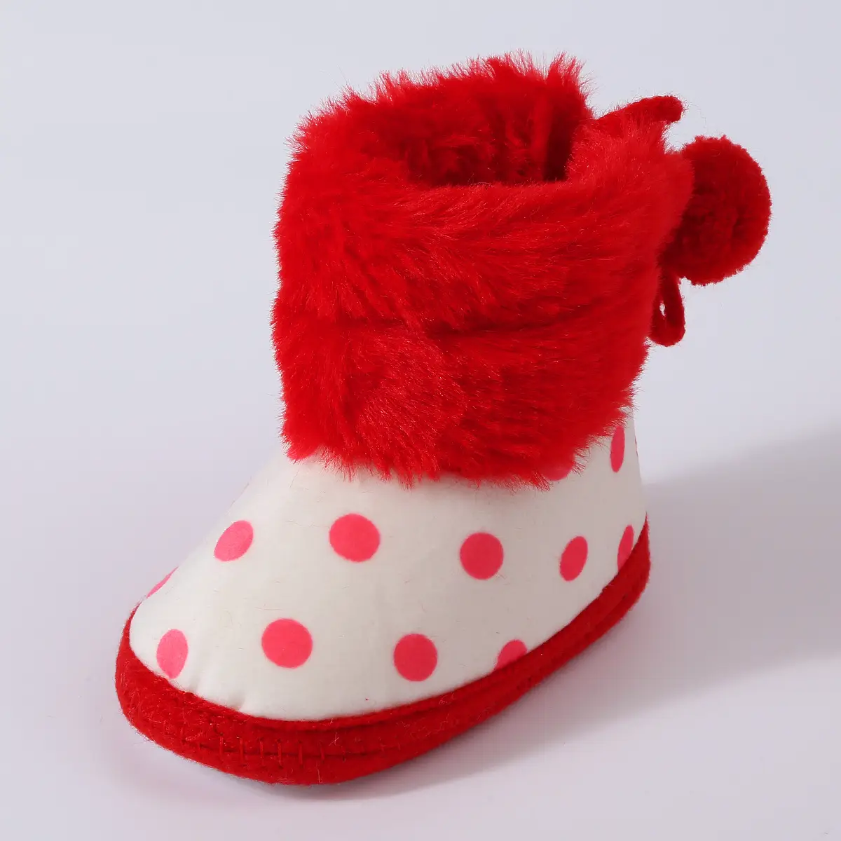 Red Polka Dot Baby Slippers for 0-1 Year Old