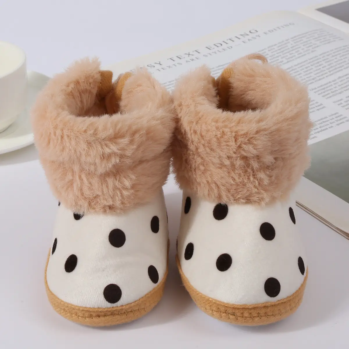Red Polka Dot Baby Slippers for 0-1 Year Old — feature 10