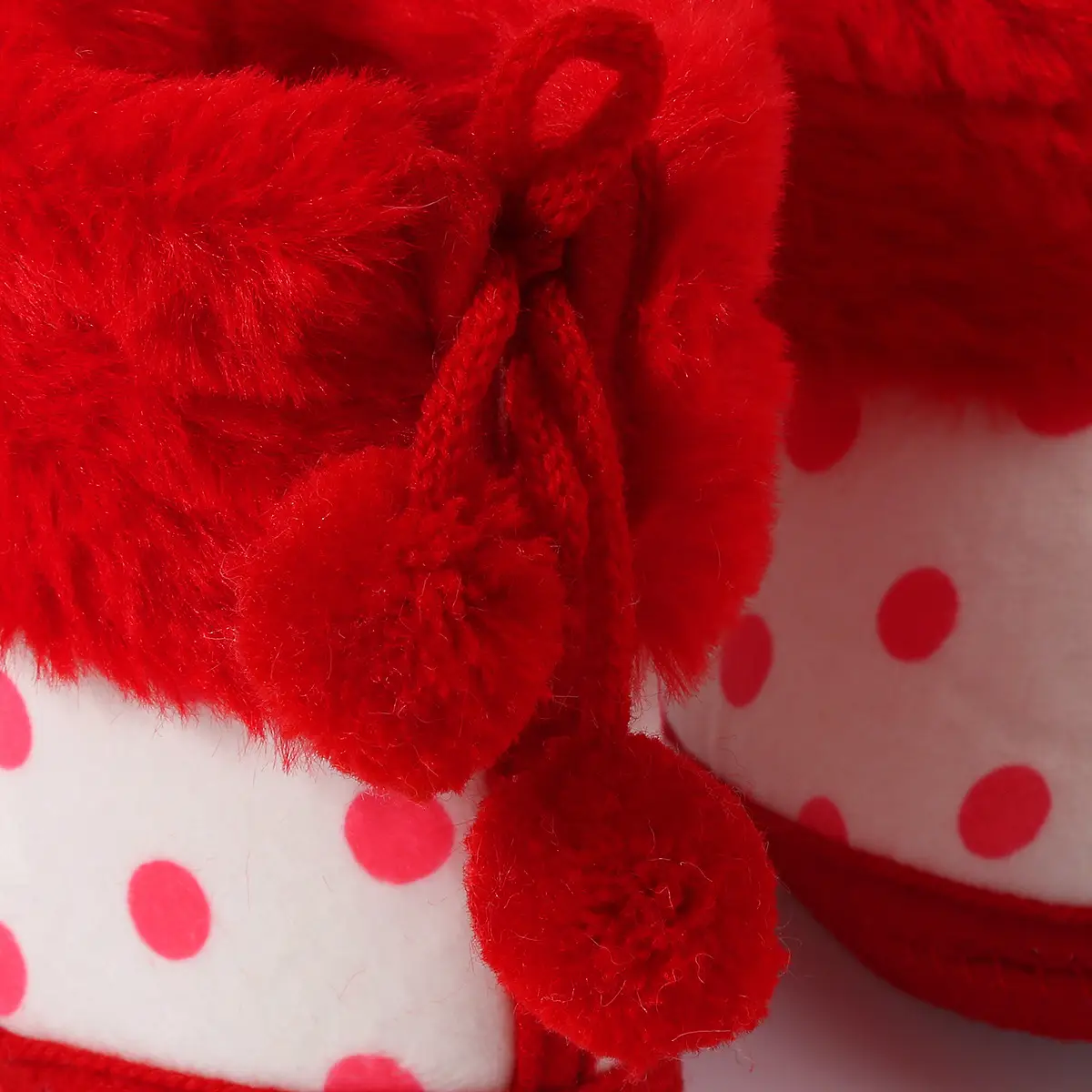 Red Polka Dot Baby Slippers for 0-1 Year Old — feature 3