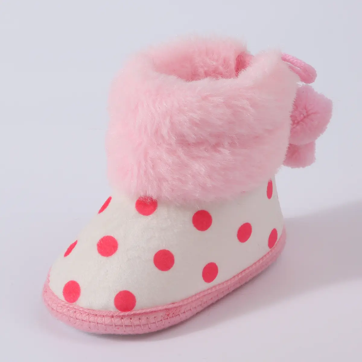 Red Polka Dot Baby Slippers for 0-1 Year Old — feature 7