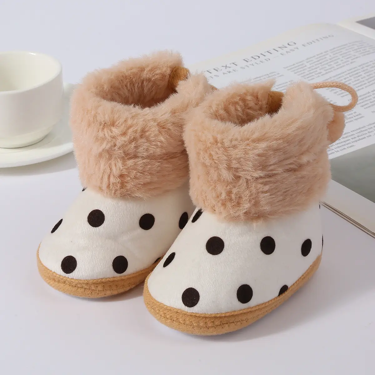 Red Polka Dot Baby Slippers for 0-1 Year Old