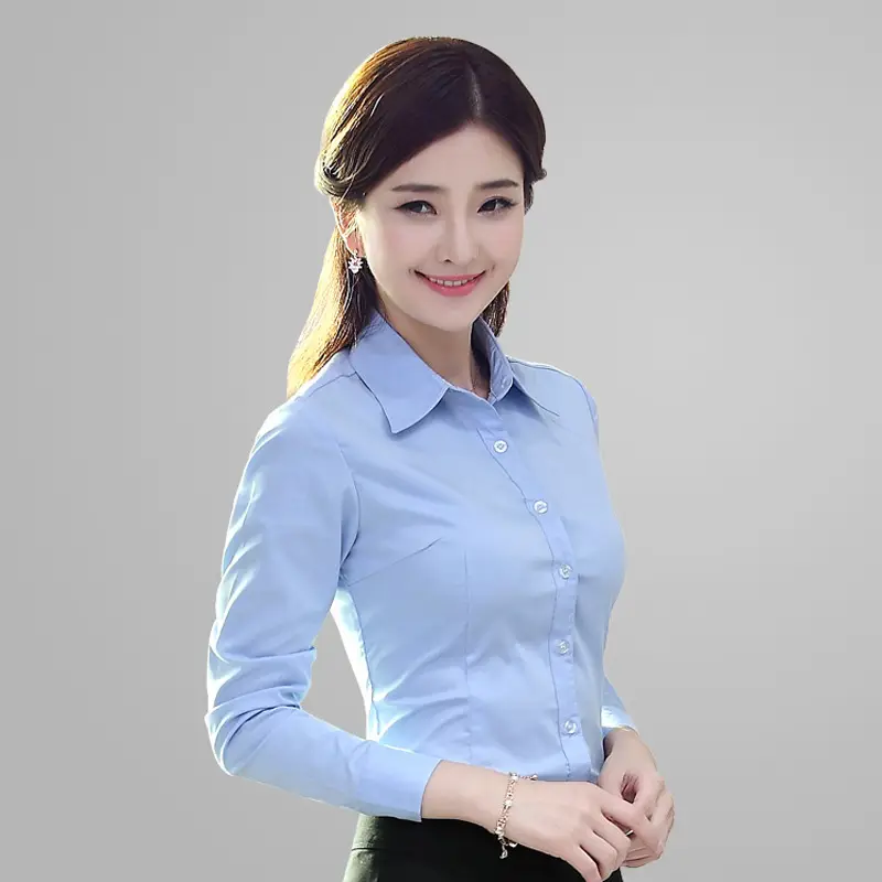 Spring and Autumn Clothes White Outer Wear Inner Business Top White Shirt Women's Fortress Long Sleeve Shirt Professional Work Clothes Work Clothes