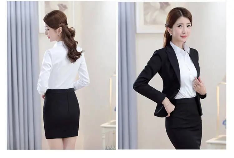 Spring and Autumn Clothes White Outer Wear Inner Business Top White Shirt Women's Fortress Long Sleeve Shirt Professional Work Clothes Work Clothes — feature 12