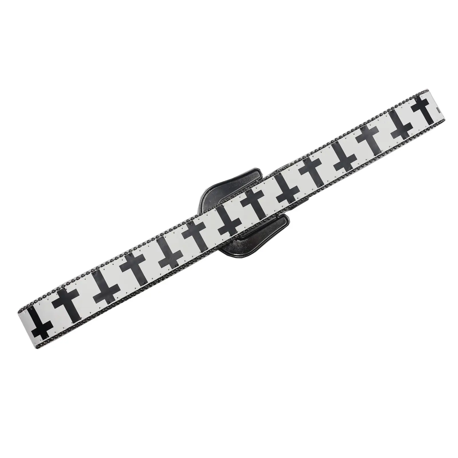 Black White Cross Rhinestone Belt Y2K PU Leather — feature 16