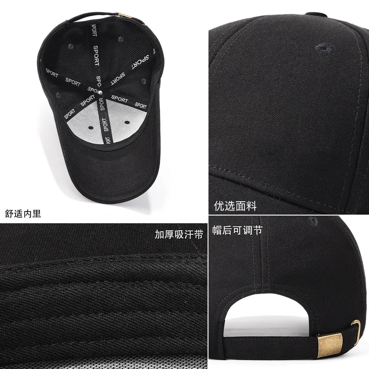 Men's Grey Offset Letter Baseball Cap with Adjustable Strap - Image 6
