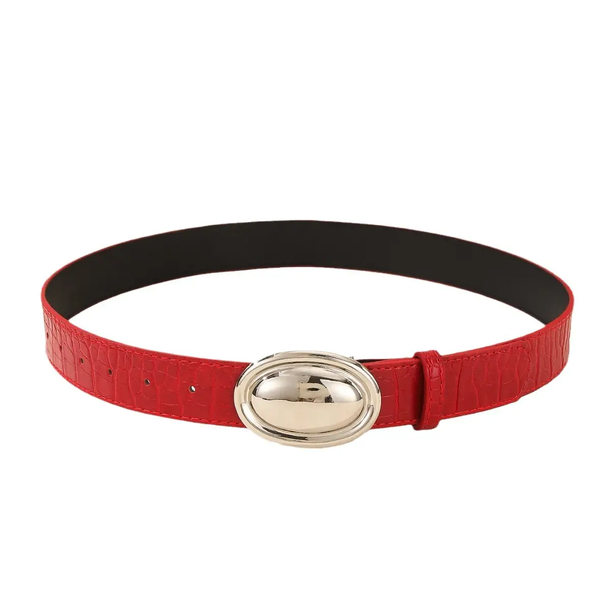 Women's Black Leather Belt with Silver Buckle - Image 7