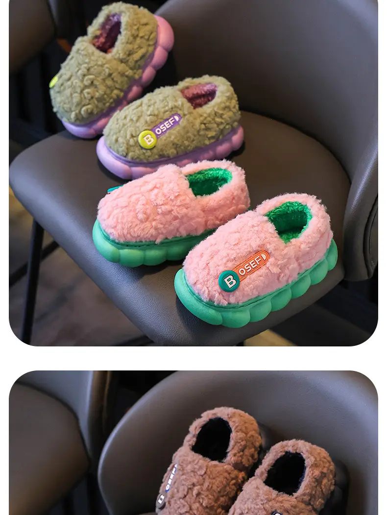 Children's Cotton Slippers Bag with Boys Winter 2024 New Cotton Slippers Baby Indoor Home Cotton Shoes Girls' Wool Slippers — feature 13