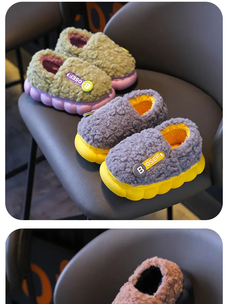 Children's Cotton Slippers Bag with Boys Winter 2024 New Cotton Slippers Baby Indoor Home Cotton Shoes Girls' Wool Slippers — feature 15