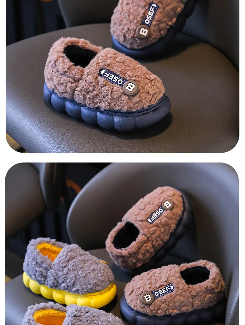 Children's Cotton Slippers Bag with Boys Winter 2024 New Cotton Slippers Baby Indoor Home Cotton Shoes Girls' Wool Slippers — feature 16