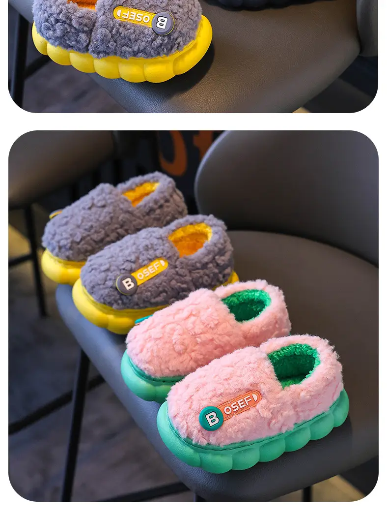 Children's Cotton Slippers Bag with Boys Winter 2024 New Cotton Slippers Baby Indoor Home Cotton Shoes Girls' Wool Slippers — feature 17