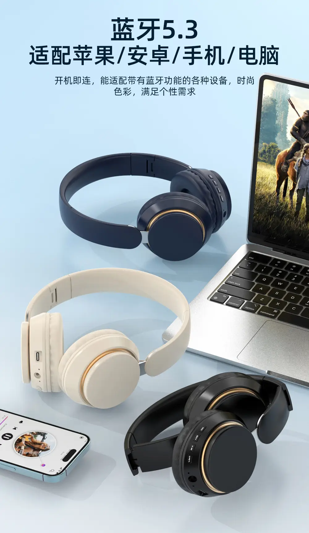 Wireless ANC Headset Black Gold Bluetooth Gaming — feature 15