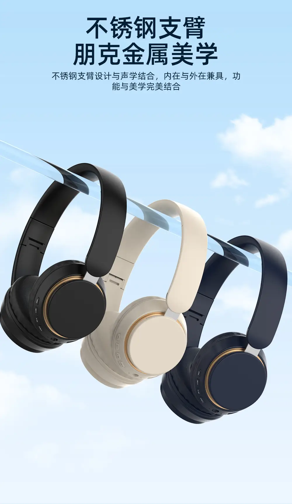 Wireless ANC Headset Black Gold Bluetooth Gaming — feature 9