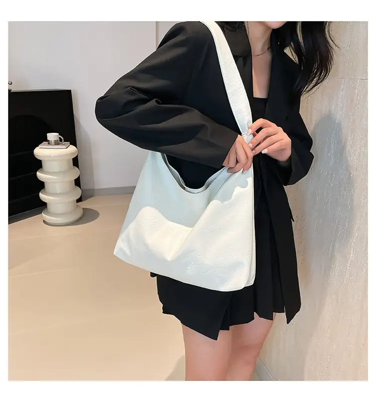 White Oil Leather Shoulder Bag for Women — feature 34