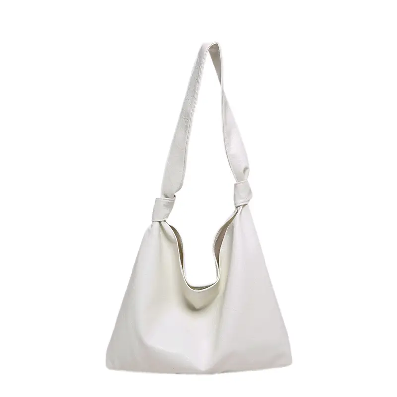 White Oil Leather Shoulder Bag for Women - Image 2