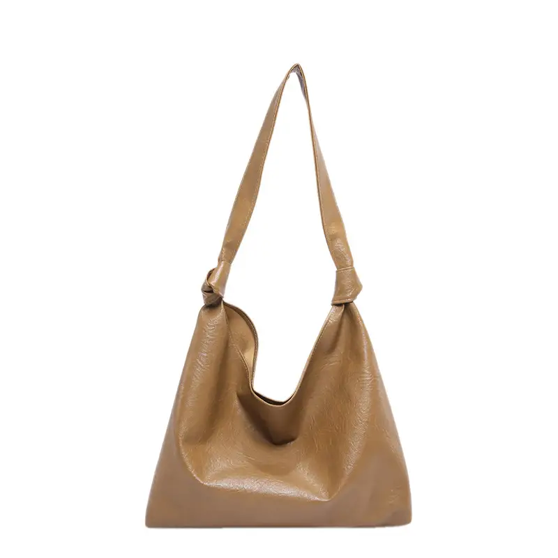 White Oil Leather Shoulder Bag for Women - Image 3
