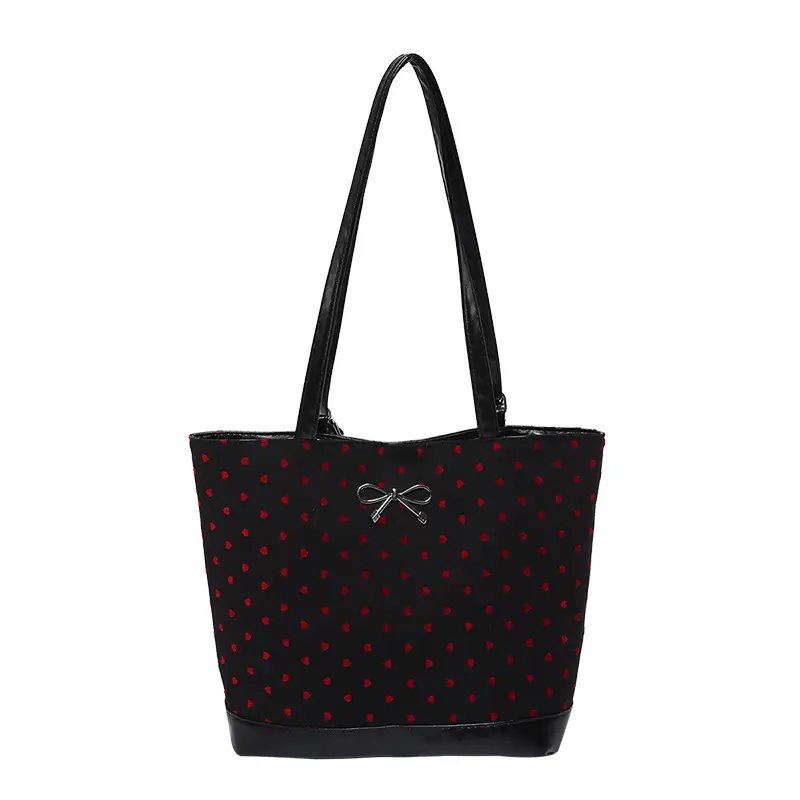 Women's Large Capacity Shoulder Crossbody Bag Black Polka Dot