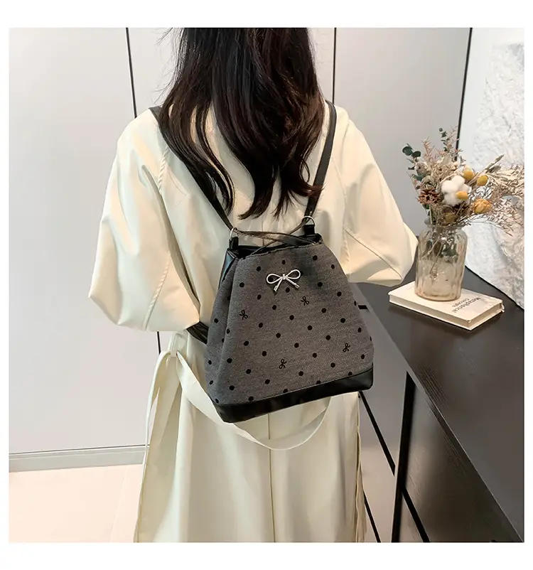 Women's Large Capacity Shoulder Crossbody Bag Black Polka Dot — feature 32