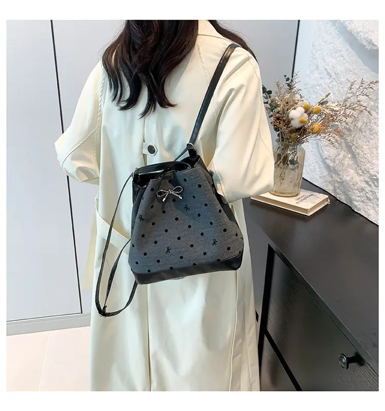 Women's Large Capacity Shoulder Crossbody Bag Black Polka Dot — feature 33