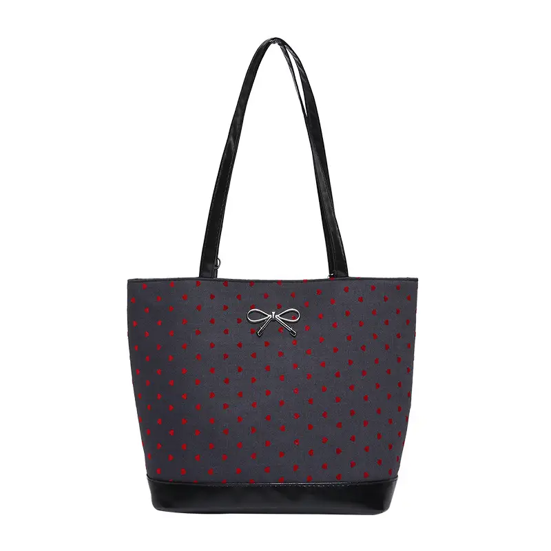 Women's Large Capacity Shoulder Crossbody Bag Black Polka Dot